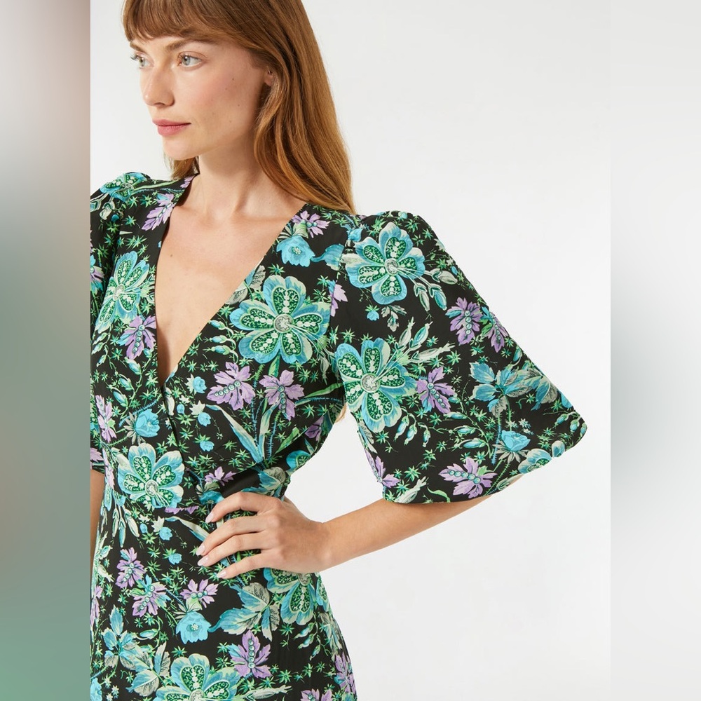 RHODE Ina Dress Hibiscus Midi Long Sleeve
